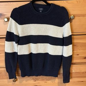 JCrew navy and off white knit sweater